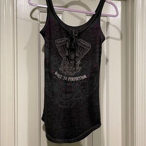 Black Graphic Tank Top